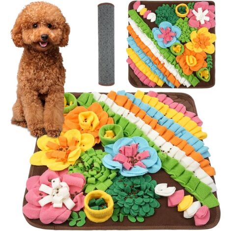 Tapis à renifler pour Chien, 50 50CM Tapis de Fouille Alimentation Lente Reniflant Formation d’Animaux Lavable en Machine Pliable pour Lapin, Chat, Chien (Brun) (1/5)