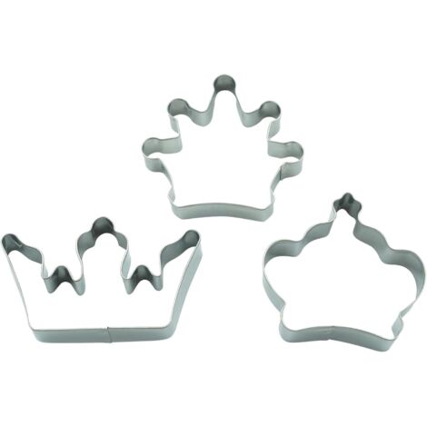 Lot de 3 emporte-pièces « Couronnes » – Emporte-pièce royal – Pour la cuisson de biscuits – En acier inoxydable et passe au lave-vaisselle