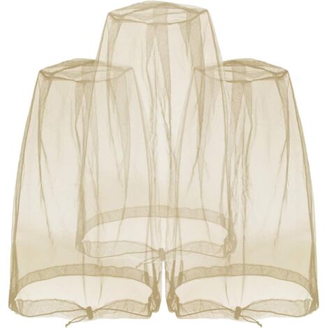 Filet anti-moustiques anti-gnat pour ne pas voir les insectes, insectes, gnats, moucherons pour toutes les activités de plein air, fonctionne sur la plupart des chapeaux (3 pièces) kaki (1/5)
