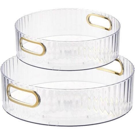 2 Pcs Plateau Tournant, Multifonction Porte-Épices 360 ° Organisateur de Cuisine, Rangement Rotatifs à 360° pour Salle de Bain,Support pour Bocaux et épices, Blanc (1/5)