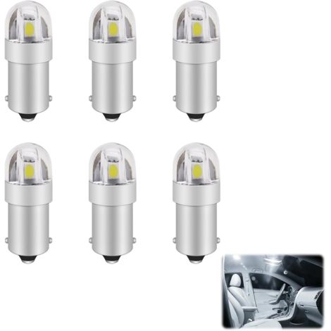 6 pièces Ba9s LED Ampoule, Ampoule LED Voiture, Veilleuse LE D Voiture, Blanc 12V L ED pour T11 1891 53 57 T4W, 6000K 47830 64111 3893 L ED V oiture Intérieur A mpoule Dôme Carte Plaque