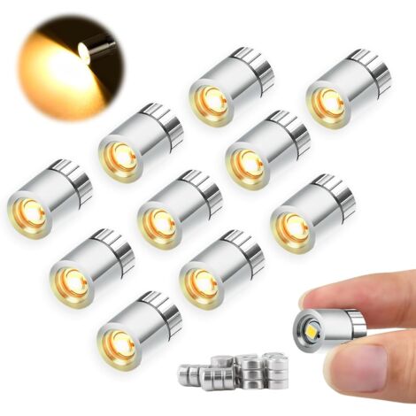 10 pcs Mini Lumières LED, Lampe LED Miniature, Mini Lampe LED avec Batterie, Mini LED a Pile, Petite Lumière LED pour Maison de Poupée, Vitrines, Blocs de Construction Jouets