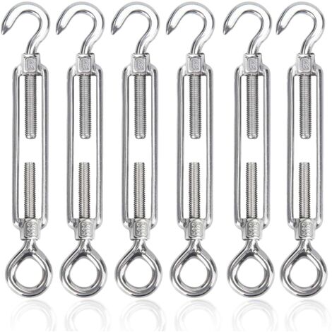 M4 Tendeur Cable 304 Acier Inoxydable Réglable Crochet De Ridoir Et Oeil Tendeur Fil a Linge Tendeurs Elastique avec Crochets Fil Cable Acier De Fer Cloture Et Corde Linge Exterieur 6pcs (1/5)
