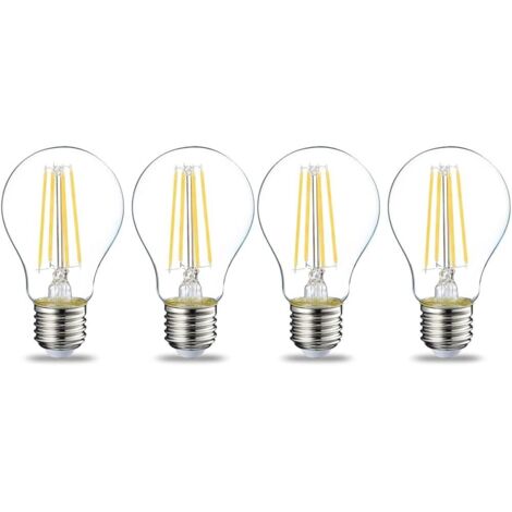 Lot de 4 ampoules LED Culot Edison à vis E27 7 W (équivalent 60 W) ,non variable, blanc chaud