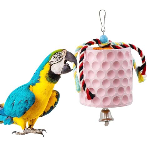 Jouet à Mâcher Extra-Large pour Oiseaux, Pierre de Calcium pour Bec avec Clochette, Accessoire pour Cage, Jouet pour Perruches, Perroquets, Hamsters, Lapins et Chinchillas