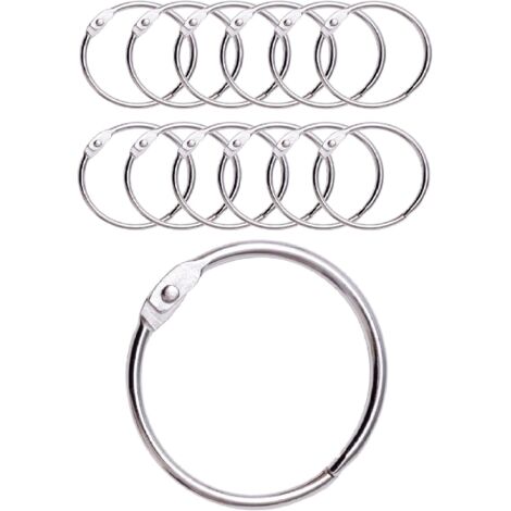 12 Anneaux de Rideaux Douche avec Crochet en Métal  – Anneau Circulaire ouvrable de 50 mm pour Rideaux, Salle de Bain, Maison, Classeurs – Couleur Métallique