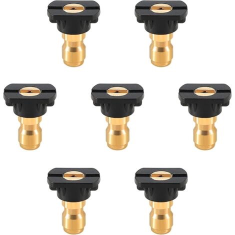 5000 PSI en acier inoxydable 1 jet avant et 6 jets arrière Outil de nettoyage d'égout Buse haute pression avec connecteur rapide de 6,35 mm pour nettoyeur de vidange à jet de pression (1 pièce)