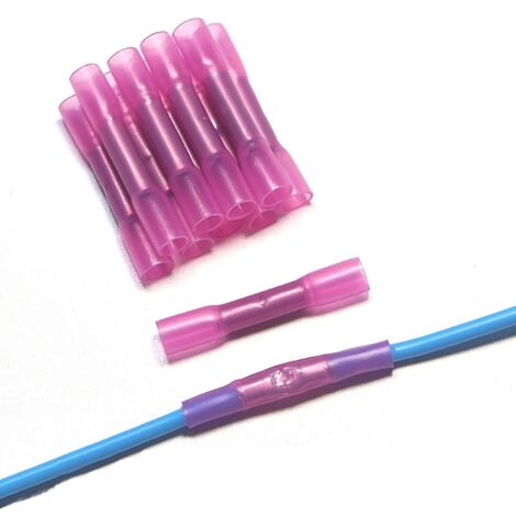 20 Pcs Cosse Thermoretractable BHT1.25,Connecteur Gaine Thermorétractable,Raccord Electrique(16–22 AWG) Domino Etanche,Connecteur Cable Robot Tondeuse,Connecteur Electrique Automobile-rouge (1/5)