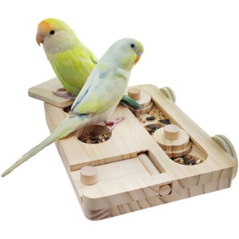 Jeu de Recherche de Nourriture pour Oiseaux,Perchoir Suspendu pour Perroquets,avec Plusieurs Trous et Couvercle Coulissant,pour Petits et Moyens Perroquets,Perruches Ondulées,Calopsittes,Inséparables
