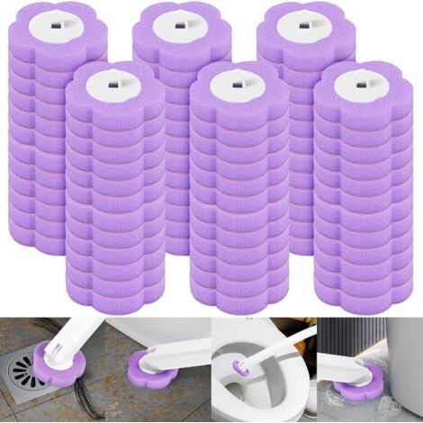 Lot de 72 recharges de brosse WC jetables en éponge - Recharges de nettoyant pour brosses de salle de bain pour le nettoyage domestique (violet, 72 pièces) (1/5)