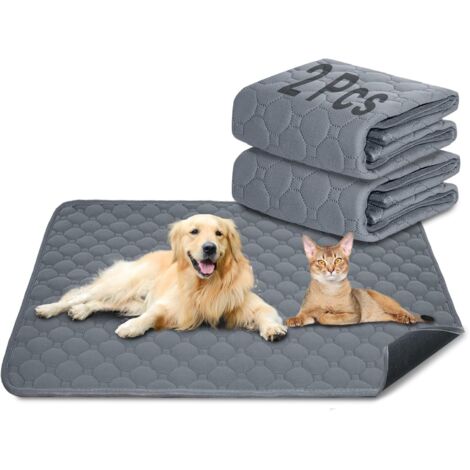 Lot de 2 tapis d'entraînement pour chien et chat, extra absorbant, imperméable et antidérapant, lavable et réutilisable, pour chiots et animaux domestiques, gris, 70 x 100 cm