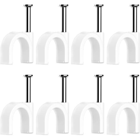 Lot de 100 clips pour câbles, clips de câbles blancs, clips muraux pour câbles, supports de gestion pour organiseur, bureau, bureau, maison, extérieur (8 mm) (1/5)