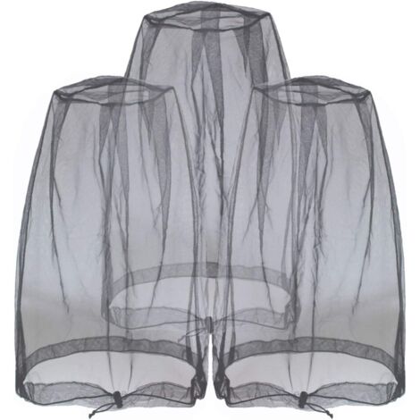 Mosquito Tête filets Moucheron également Tête Filet pour pas de voir UMS insectes Bugs Moucherons Piqueurs Moucherons à partir de n'importe quel activités de plein air (3 Pièces Noir)