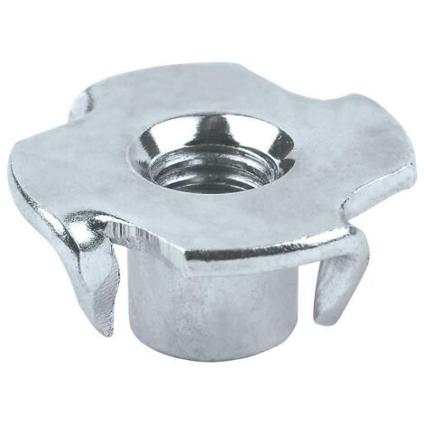 Écrou à griffes M8 en T (paquet de 25) en acier allié zingué, écrou à quatre broches, écrou en T à quatre goupilles, pour le travail du bois et le mobilier