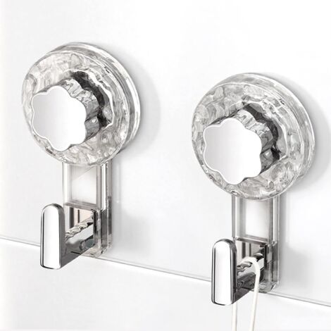 Accroche Serviette Salle de Bain, Crochet Ventouse Extra Puissantes Réutilisables pour Salle de Bain, Cuisine, Camping & Voiture, Bathroom Towel Suction Hooks (Clear+Silver, 11.26.24.3cm2)