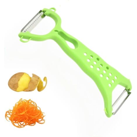 Éplucheur Double Fonction en Acier Inoxydable, 2 en 1 pour Éplucher et Râper, Éplucheur à Fruits et Légumes avec Poignée Ergonomique(vert)