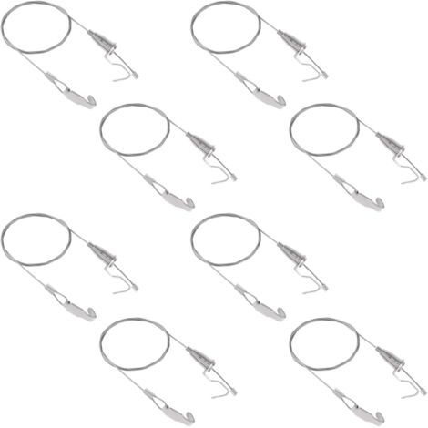 Kit de Suspension de Tableau avec Crochets, 8 pièces Réglable en Acier Inoxydable Cintre Câble Métallique Robuste Kit D'Affichage D'Image D'Art Professionnel (1M, Petit Crochet)