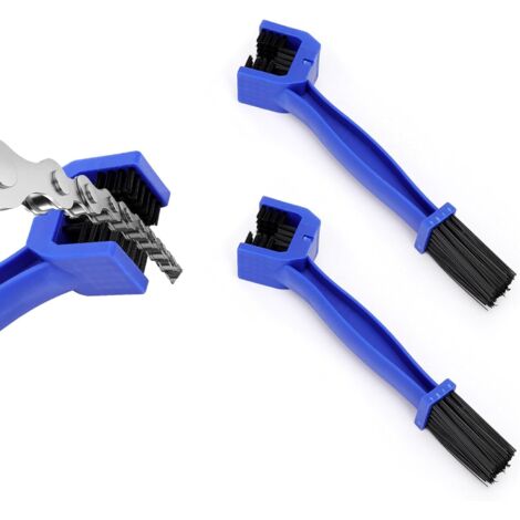 Lot de 2 brosses de nettoyage universelles pour chaîne de vélo ou moto, pour vélo de montagne et moto (bleu)