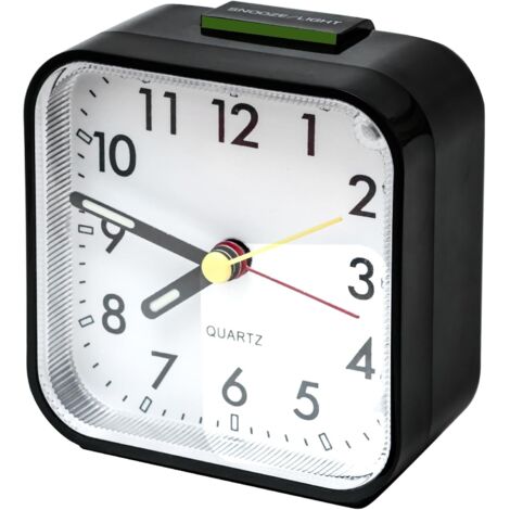 Analogique Silencieux sans Tic-Tac,Petite Réveil De Voyage Silencieux sans Tic-Tac, Réveil Lumineux Idéal pour Famille/Bureau (Noir) (1/5)