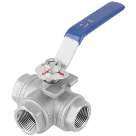 Robinet à bille en acier inoxydable SUS304, 1 pièce, trois voies, Type T, filetage femelle 3/4 "DN20