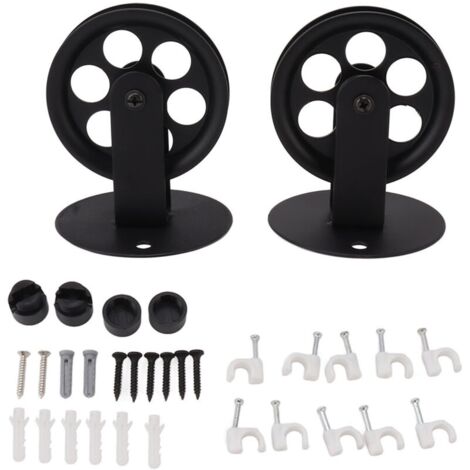 Poulies murales vintage noires pour lampe suspendue – Lot de 2 – Installation facile au plafond – Matériau fer – Hauteur 9 cm, diamètre 7 cm (1/5)