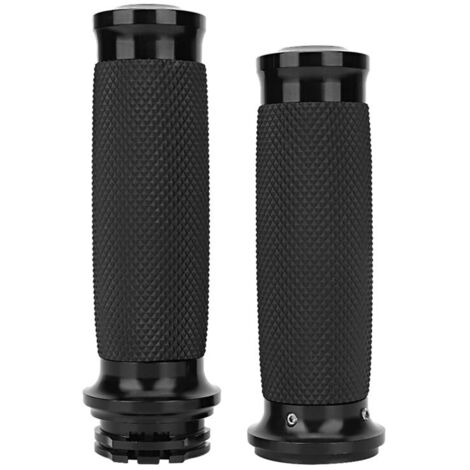 1 paire de poignées de moto universelles de 25mm, en aluminium et caoutchouc antidérapant, couvercle de poignée de guidon (noir) (1/5)