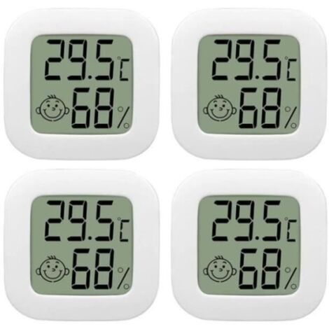 4 Pack Thermometre Interieur Mini LCD Thermomètre Hygrometre Haute Précision Température Hygromètre Moniteur avec Air icône