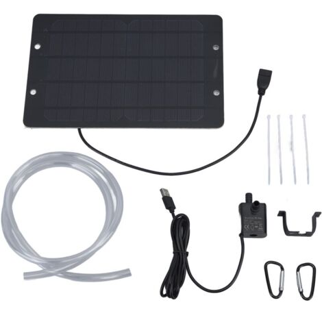 Pompe à eau solaire 6V 10W USB – Débit 240 L/h – Hauteur de levage max 3m – Panneau solaire en silicium monocristallin (1/5)