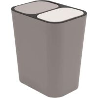 Double Recyclage Poubelle Poubelle Boîte De Rangement Conteneur Rectangle Plastique Bouton-Poussoir Double Compartiment pour Cuisine Bureau Maison Gris
