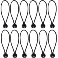 12 Pcs Black Tarpaulin Bungees Balls Tarp Bungee Cord for Banner, Tarpaulins, Pavilions, Tents, Tent Bungee Hooks, Tarpaulin Holder, Flag Poles