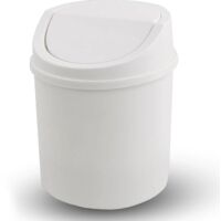 Mini Poubelle avec Couvercle, Poubelle de Table, Petite Poubelle en Plastique, Blanc