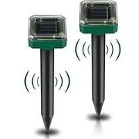 Lot de 2 piquets solaires anti-rats – Répulsif anti-rats à ultrasons – Répulsif solaire contre les rats pour serpents, campagnols, autres animaux
