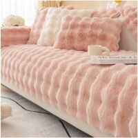 Thick Rabbit Plush Sofa Cushion, 2023 New Non-Slip Sofa Cover, Fluffy Warm Soft Shaggy Plush Couch Cover, Sofa Slipcover Furniture Protector for Living Room (Pink,Sofa Cushion 70180)