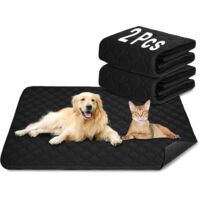 Tapis d'entraînement pour chiens et chats, lot de 2 pièces, extra-résistant, absorbant, imperméable et antidérapant, lavable et réutilisable, pour chiots et animaux de compagnie (noir, 70 x 100