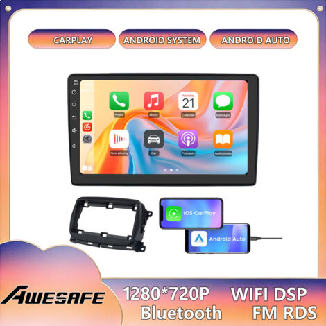 AWESAFE Autoradio Android 13 per Fiat 500 (2016-2019) 2GB+64GB 9'' Schermo Touch Bluetooth CarPlay Android Auto GPS WiFi Nero