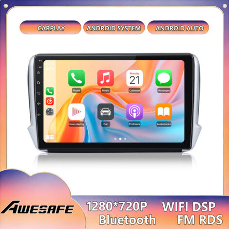 AWESAFE Autoradio Android 13 per Peugeot 208 / 2008 2GB+64GB 9'' Schermo con CarPlay Android Auto GPS Bluetooth WiFi FM RDS SWC
