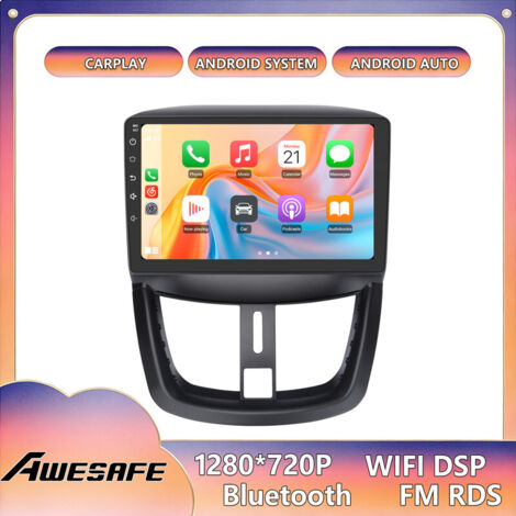 AWESAFE Autoradio Android 13 para Peugeot 207 (2006-2015) 2GB+64GB Pantalla Táctil de 9'' CarPlay Android Auto GPS WiFi Bluetooth