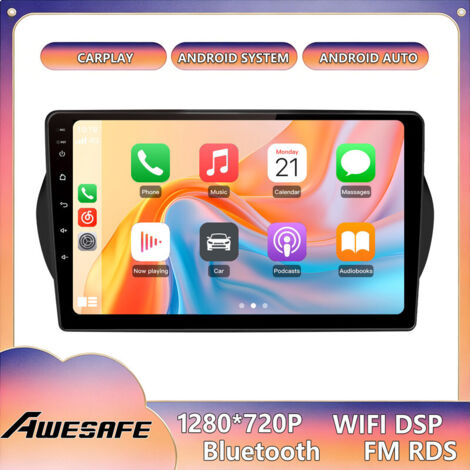 AWESAFE Radio de Coche Android 13 para Fiorino Qubo Nemo (2008-2017) 4GB+64GB Pantalla Táctil de 9'' Bluetooth CarPlay Android Auto GPS WiFi (1/5)