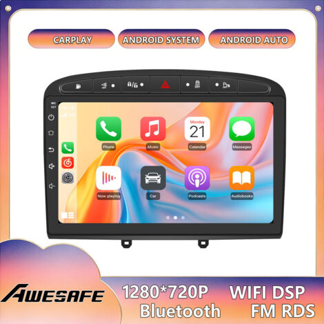 AWESAFE Autoradio Android 13 para Peugeot 308/408 (2007-2013) 2GB+32GB Pantalla Táctil de 9'' GPS Android Auto WiFi Negro