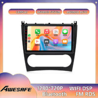 AWESAFE Autoradio 4G Android 13 6GB+128GB para Benz Clase C W203 (2005-2009) Pantalla Táctil de 9'' con CarPlay GPS BT Android Auto