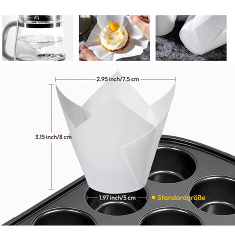 200 Stuks Tulpenvormige Cupcake Muffinvormpjes Papier, Vetvrije Cupcake Bakjes, Papieren Muffin Vormpjes Voor het Bakken, Cupcakes, Muffins, Verjaardagen, Bruiloften en Feesten 200 Stuks Tulpenvormige Cupcake Muffinvormpjes Papier, Vetvrije Cupcake Bakjes, Papieren Muffin Vormpjes Voor het Bakken, Cupcakes, Muffins, Verjaardagen, Bruiloften en Feesten