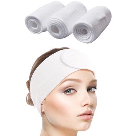 4 Stück Haarband, Kosmetik Stirnband, Haarband schminken Verstellbare Haarschutzband, Headband Skincare, für Make Up Sport Yoga Spa Gesicht Weiß (1/5)