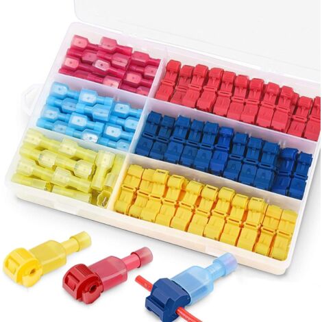 240 Stück T-Tap Elektrische Steckverbinder, Kabeldieb，Abzweigverbinder, Stromdieb Kfz T-Abzweigverbinder Schnellverbinder Kit 120 T-Abzweigverbinder + 120Flachstecker (1/5)