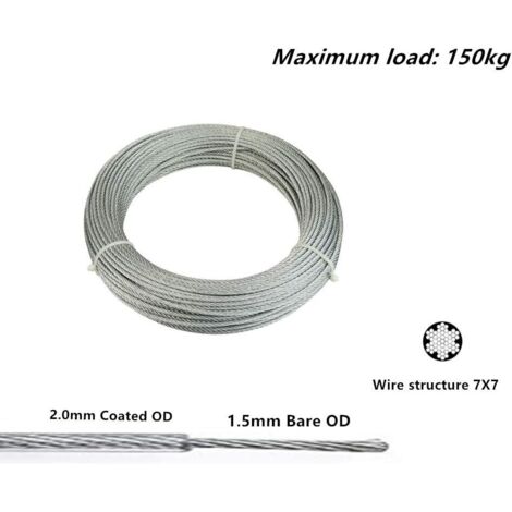 Produktbild von 30m Rankhilfe Drahtseil Aus 304-Edelstahl, PVC-ummantelt (2mm) – Komplett Set Mit Spannschlössern, Kauschen & Ösenschrauben (67-teilig) Für Pflanzen & Mehr