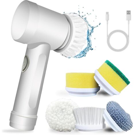 Elektrische Reinigungsbürste, kabelloser Handheld mit 5 austauschbaren Bürstenköpfen, Reinigungsbürste Spin Scrubber für Badezimmer, Badewanne, Küche, Fliesen, Fenster, Wanne, Geschirr, Waschbecken… (1/5)