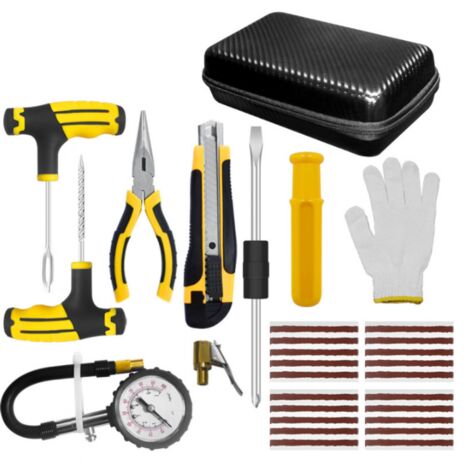 13-teiliges Reifenreparaturset, Autoreifen-Reparaturset, Reifenpannen-Reparaturwerkzeug mit Handschuhen, Reifenreparaturset für PKW, LKW (1/5)