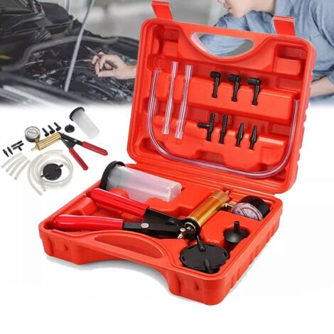 Entlüftungspumpen-Set, Bremsflüssigkeits-Entlüfter, Vakuum-Kreislauftester, Diagnose-Werkzeug-Set, manuelle Vakuumpumpe, Vakuum-Auto-Reparatur-Werkzeug-Set (mit Manometer-Adapter) für Autos und Motorr (1/5)