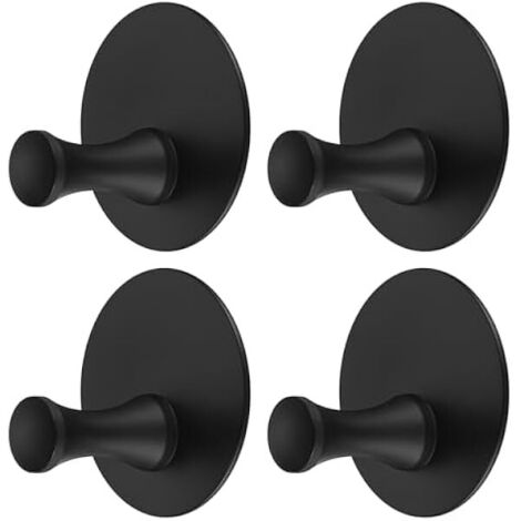 4 Stück Klebehaken Selbstklebende Haken, Edelstahl Handtuchhaken Ohne Bohren, Handtuchhalter Wandhaken Schwarz, Selbstklebend Klebehaken zum Kleben für Küche Badzimmer Haken (1/5)