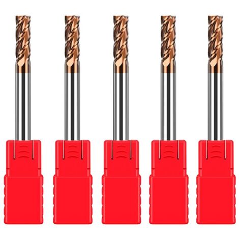 5 Stück 3mm VHM Fräser Schaftfräser Hartmetal, AlTiN beschichtet 55 HRC 4 Schneiden, bohren, fräsen, schlichten, eintauchen, CNC, Wolframkarbid (1/5)