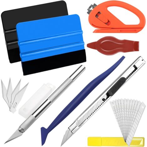 8 Stück Rakel Set für Tönungsfolie Auto Folierung Set Rakel Set für Folierung 2 Filzrakel Rakel Präzisionsmesser Cutter Messer mit 10 Klingen Car Wrapping Folie (1/5)